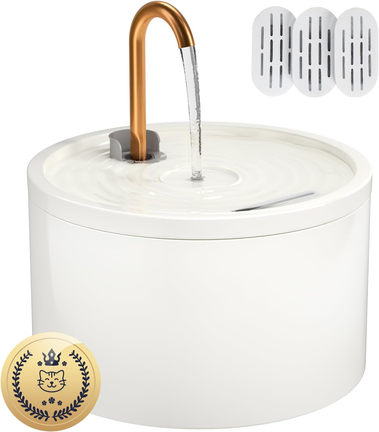misfans-ceramic-cat-water-fountain-all-ceramic-body-pure-copper-spout-2-1l-71oz-capacity-under-20db-pump-dual-filtration-faucet-and-fountain-modes-easy-clean-unit-3-filters-and-sponge-black