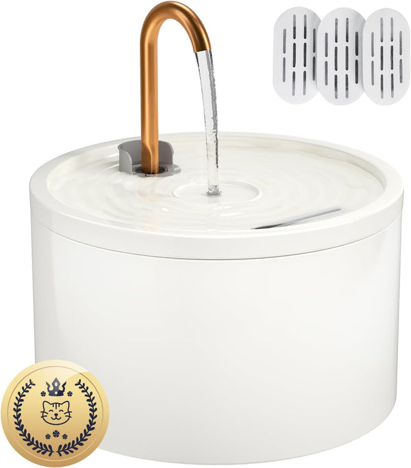 MISFANS Ceramic Cat Water Fountain, All-Ceramic Body, Pure Copper Spout | 2.1L/71Oz Capacity, under 20Db Pump, Dual Filtration, Faucet and Fountain Modes, Easy-Clean Unit, 3 Filters and Sponge, Black10