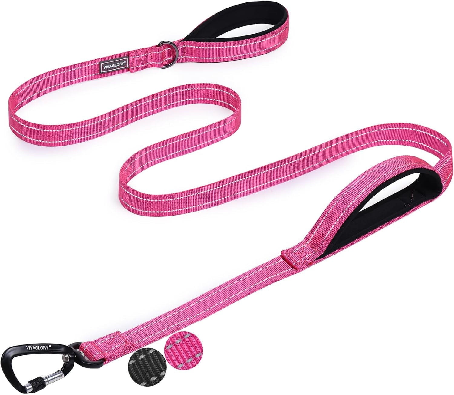 vivaglory-double-handle-dog-leash-twingrip-6ft-x-1in-navy-dog-leash-for-collar-with-traffic-handle-2-loop-for-walking-training-traffic-control-reflective-heavy-duty-puppy-pet