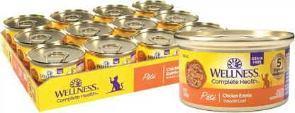 Wellness Complete Health Pate Adult Canned Wet Cat Food, Natural, Protein Rich, Grain Free, Chicken Entrée Recipe, 3 Oz, Pack of 24 Cans1