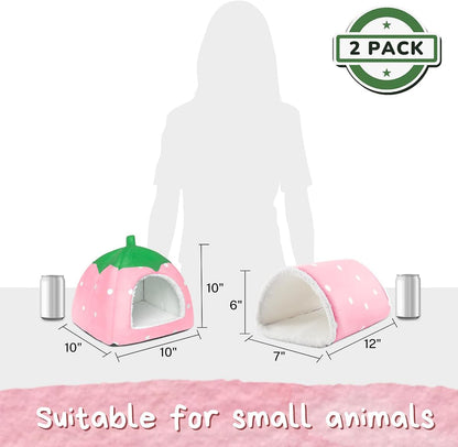 Guinea Pig Hideout with Tunnel, Washable Fleece House Bed | Chinchilla Hideaway, Enrichment Toys, and Cage Accessories for Ferret Hedgehog Small Animal6