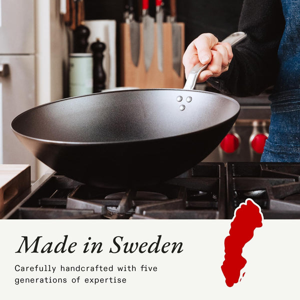 Made in Cookware - 13" Seasoned Carbon Steel Wok - Professional Cookware - Crafted in Sweden - Induction Compatible7
