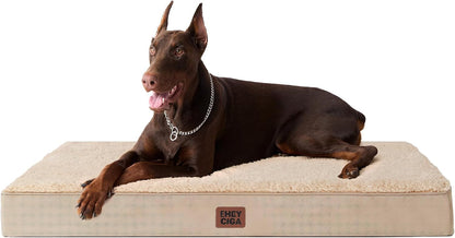 EHEYCIGA Orthopedic Dog Bed Large with Removable Washable Cover,Grey,41X27 | Egg Crate Foam Support,Durable Oxford Fabric,Non-Slip Bottom,Machine Washable,Soft Waterproof Plush Pet Bed Mat for Crate75