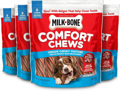 Milk-Bone Comfort Chews, Unique Chewy Texture & Real Beef, 16 Dog Chews | 40.8-Oz. Bag, for Dogs 15-75 Lbs., Rawhide-Free Dog Chews, Made with Real Beef13