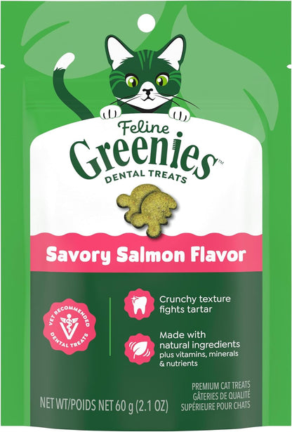 Greenies Feline Natural Crunchy Dental Cat Treats, Salmon Flavor, 21 Oz | #1 Vet-Recommended, Clinically-Proven Oral Care, 36% Less Tartar in 28 Days, Cleans to Gumline, Natural Ingredients16