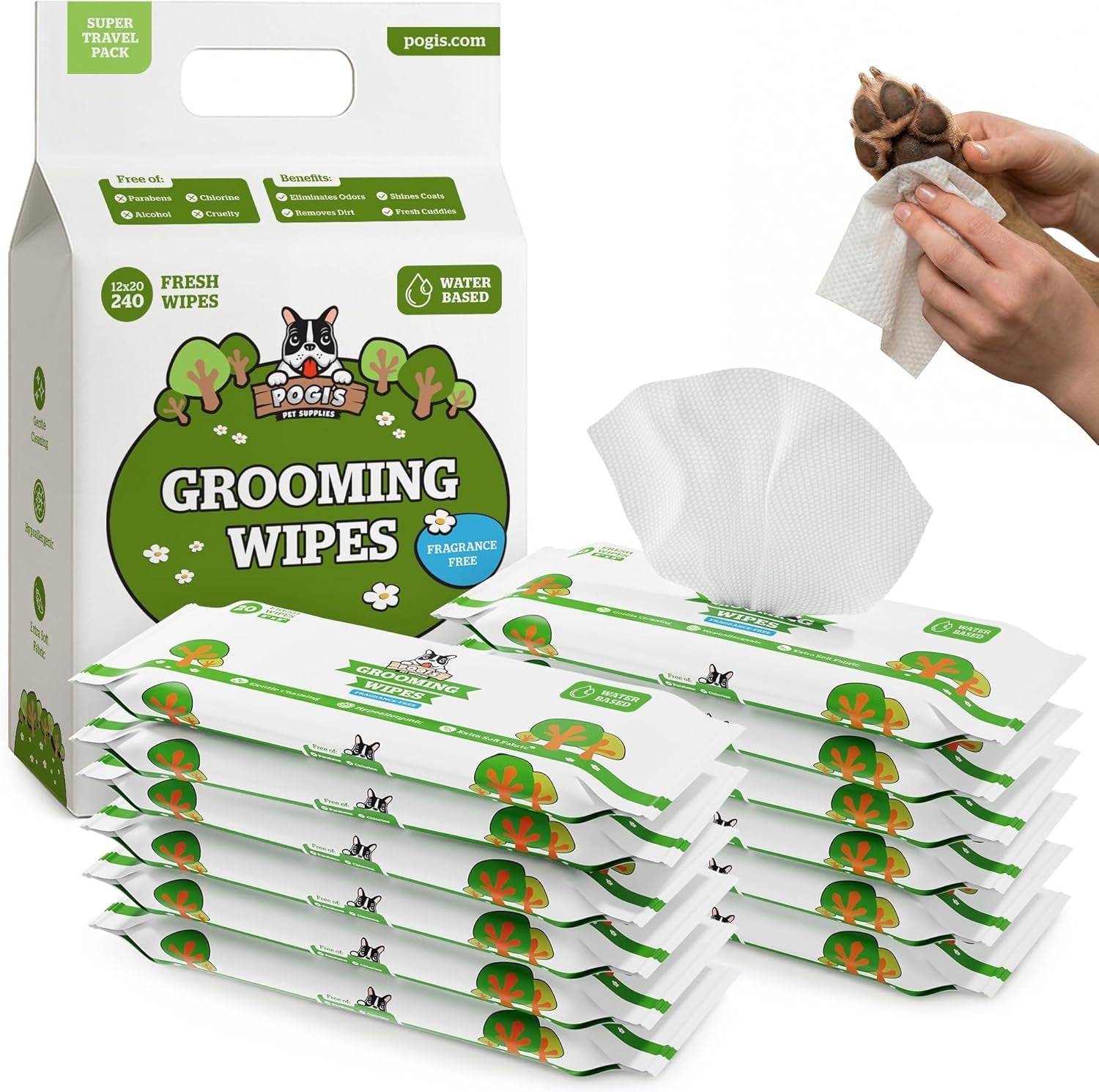 pogi-s-dog-grooming-wipes-hypoallergenic-pet-wipes-for-paws-body-butt-cleaning-hydrating-fragrance-free-100-count