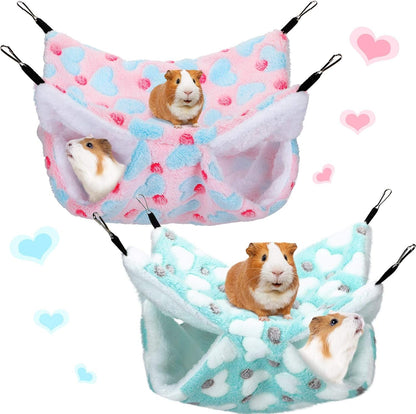 Boao 2 Pcs Guineas Pig Rat Hammock Guinea Pig Hamster Ferret Hanging Hammock Guinea Pigs Accessories for Small Animals Chinchilla Parrot Sugar Glider Ferret Squirrel(Purple, Coffee,Heart Pattern)9