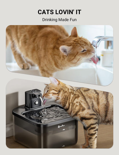 Downypaws Cat Water Fountain Cordless, Pet Fountain, 84Oz/2.5L, Black | Wireless Cat Drinking Water Fountains for Cats Indoor, Fursink , Battery Operated, Motion Sensor, Ultra Quiet Pump, Bpa-Free5