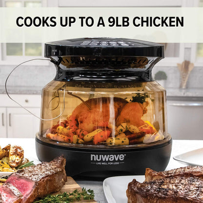 Air Fryer Infrared Convection Oven, Cook Fresh or Frozen, PFAS Free | No Defrosting or Preheating, 360 Surround Heat, Cooking from 50 to 400 Degrees, 100 Presets, 50 Memory, 360 Food Easy-View4