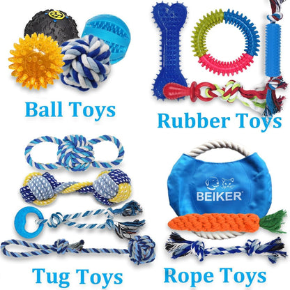 Beiker Dog Teething Chew Toys - 15 Pack Small Medium Breed Puppy Toy, Variety Dogs Rope Chew Toys Bundle for Boredom, Pet Interactive Squeaky Treat Dispensing Ball for Puppies | Variety Rope Chew Toys Bundle for Boredom, Pet Interactive Squeaky Treat Dispensing Ball and Rubber Toys for Puppies2