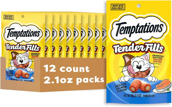 Temptations Tender Fills Adult Cat Treats, Festive Feast Flavor, 11.6 Oz | 2X More Creamy Filling than Classic, Real Meat, No Artificial Flavors, Crunchy Shell with Soft Center, Resealable Pouch10