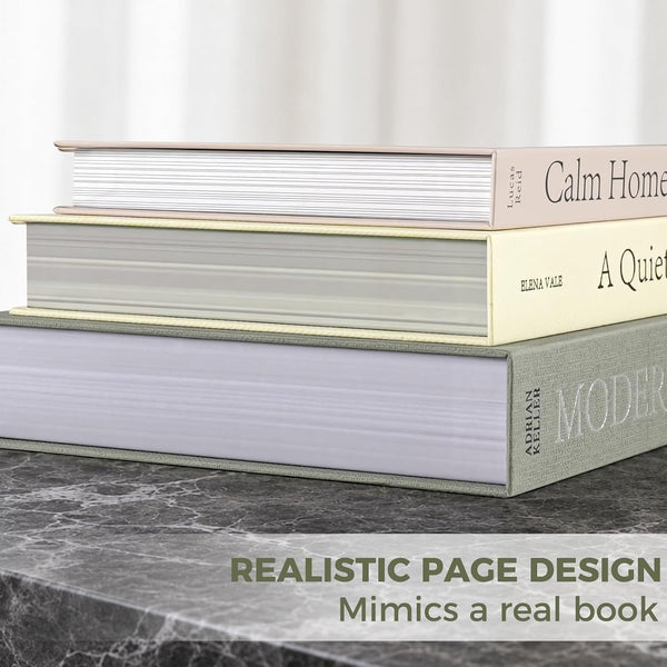 Decorative Books for Home Decor, Set of 3 Stackable Fake Books for Coffee Table Bookshelf Decor, Modern Aesthetic Decorative Book for Home Living Room Bedroom Office Decoration, Sage Green5