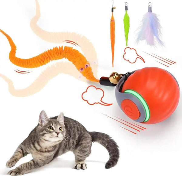 BABORUI 2Pack Interactive Cat Toy Ball - Automatic Interactive Cat Toys for Indoor Cats with 3 Tails, 2 Speeds Rechargeable Enrichment for Small/Medium/Large to Keep Them Busy10