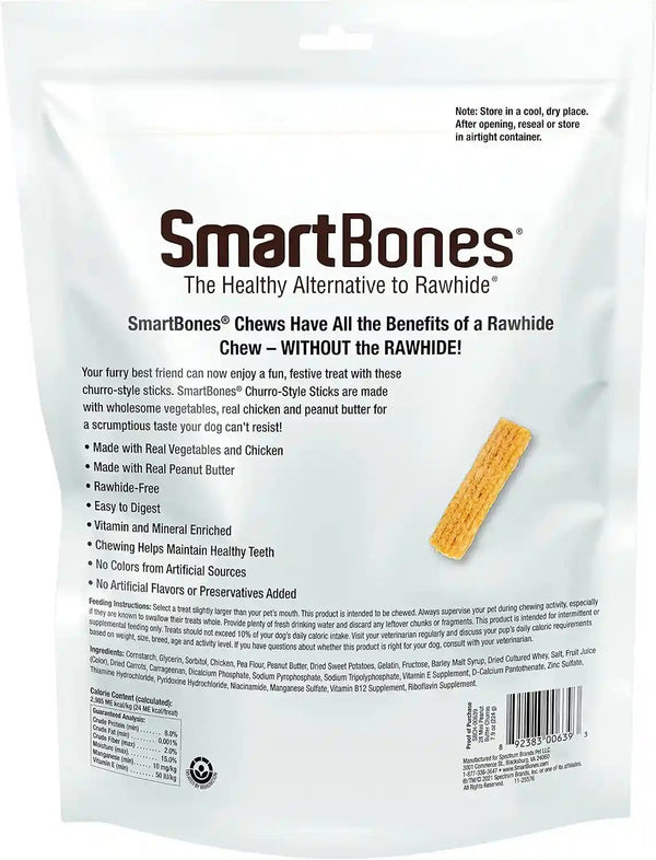Smartbones Churro-Style Mini Sticks 28 Count, Made with Real Peanut Butter, Rawhide-Free Chews for Dogs, 7.90 Ounce (Pack of 1)2