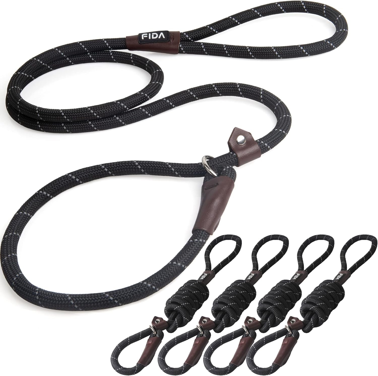 fida-durable-slip-lead-dog-leash-6-ft-x-1-2-heavy-duty-dog-loop-leashes-comfortable-strong-rope-slip-leash-for-large-medium-dogs-no-pull-pet-training-lead-with-highly-reflective1-2-black