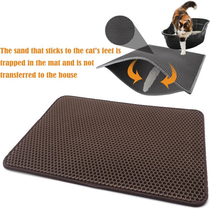 XKMT- Animal Pet Supplies Cats Litter & Housebreaking 65X55 Brown Cat Litter Mat Double Layer Pad Trapper Folding Pad EVA Foam Rubber2