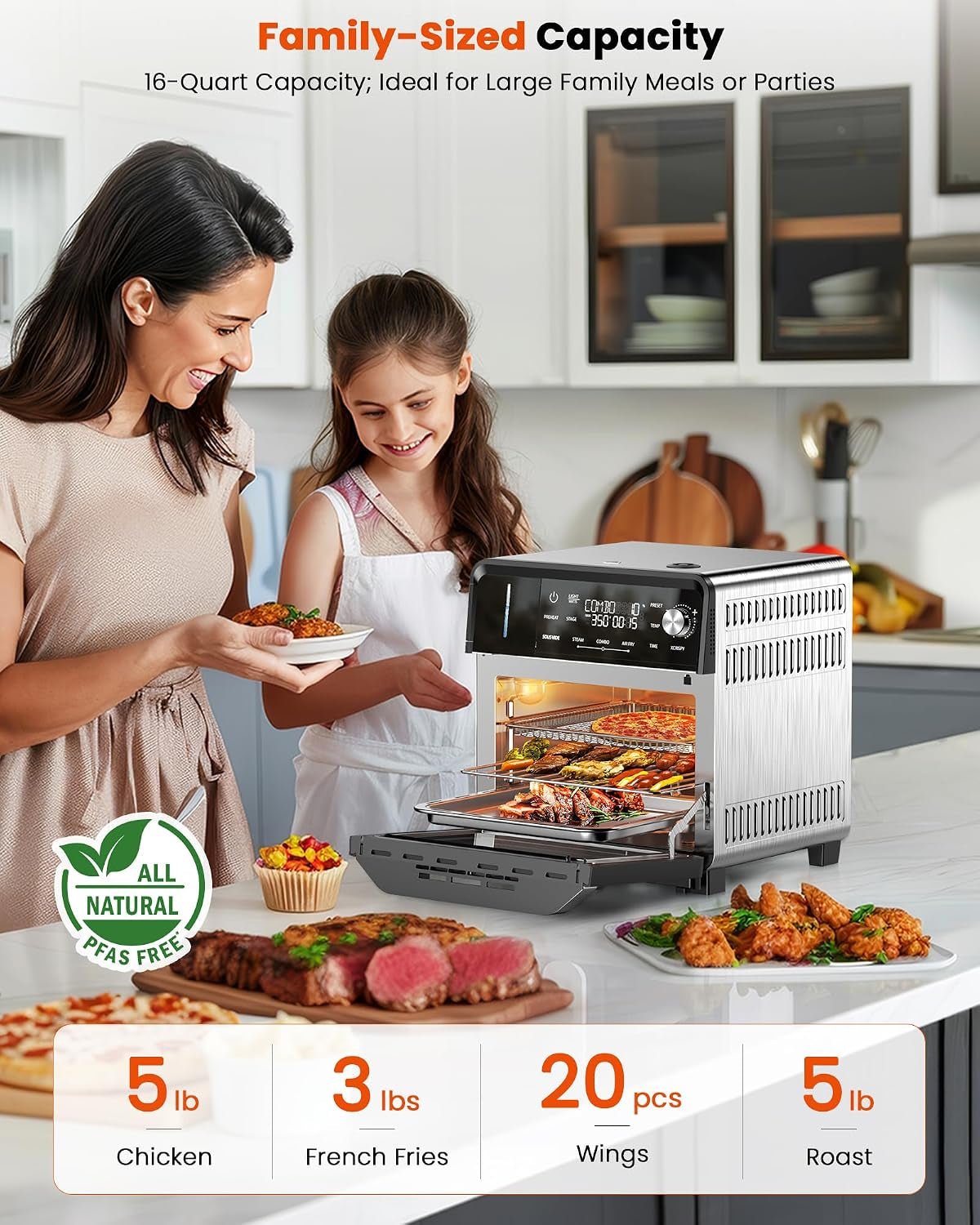 nuwave-combi-steam-oven-non-toxic-stainless-steel-multi-cooker-16-quarts-air-fry-sous-vide-toast-more-50-450-f-precision-120-presets-moisture-control-programmable-easy-to-clean