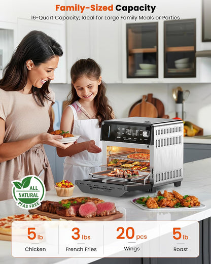 Nuwave Combi Steam Oven, Non-Toxic Stainless Steel Multi-Cooker, 16 Quarts | Air Fry, Sous Vide, Toast & More, 50-450°F Precision, 120 Presets, Moisture Control, Programmable, Easy to Clean8