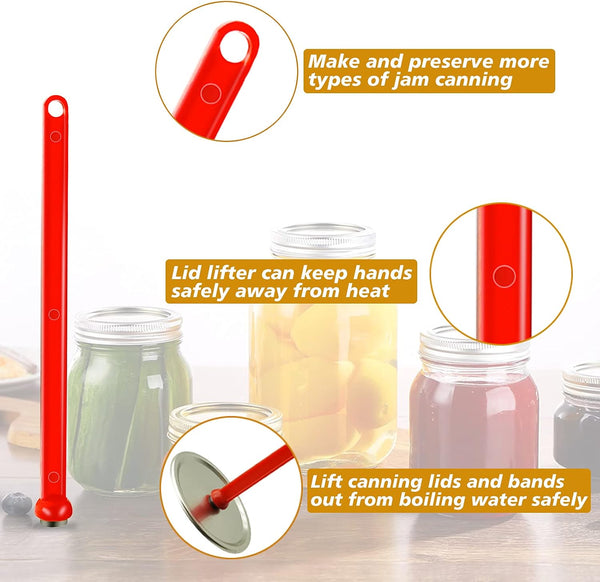 4 Pack Lid Lifter Magnetic Lid Lifter Canning Lid Lifter Canning Supplies Lid Wand Canning Lid Magnetic Lifter Canning Kit Canning Tools for Pots Home Canning of Preserving Fruits and Vegetables, Red3