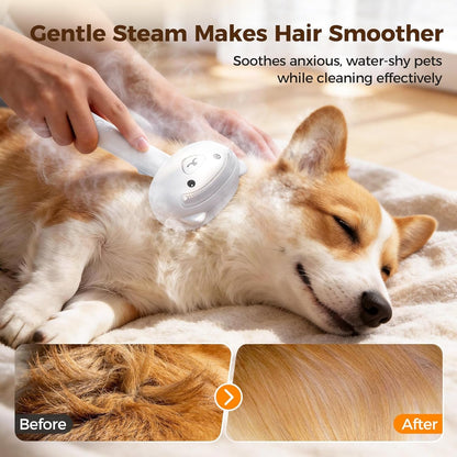 Self Cleaning Shedding Steam Cat Brush, Silicone Scraper Included | Dog Brush, Primecat, Cat Brushes for Shedding, USB Rechargeable, for Grooming & Haired Pets, Dogs & Cats, White3