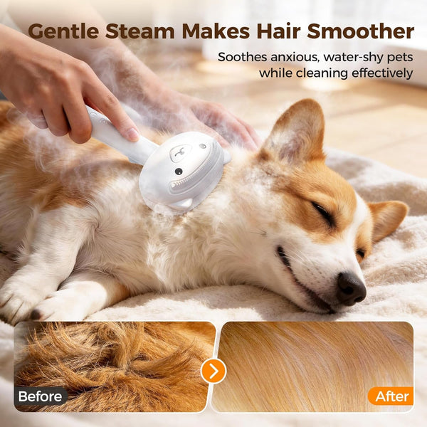Self Cleaning Shedding Steam Cat Brush, Silicone Scraper Included | Dog Brush, Primecat, Cat Brushes for Shedding, USB Rechargeable, for Grooming & Haired Pets, Dogs & Cats, White3