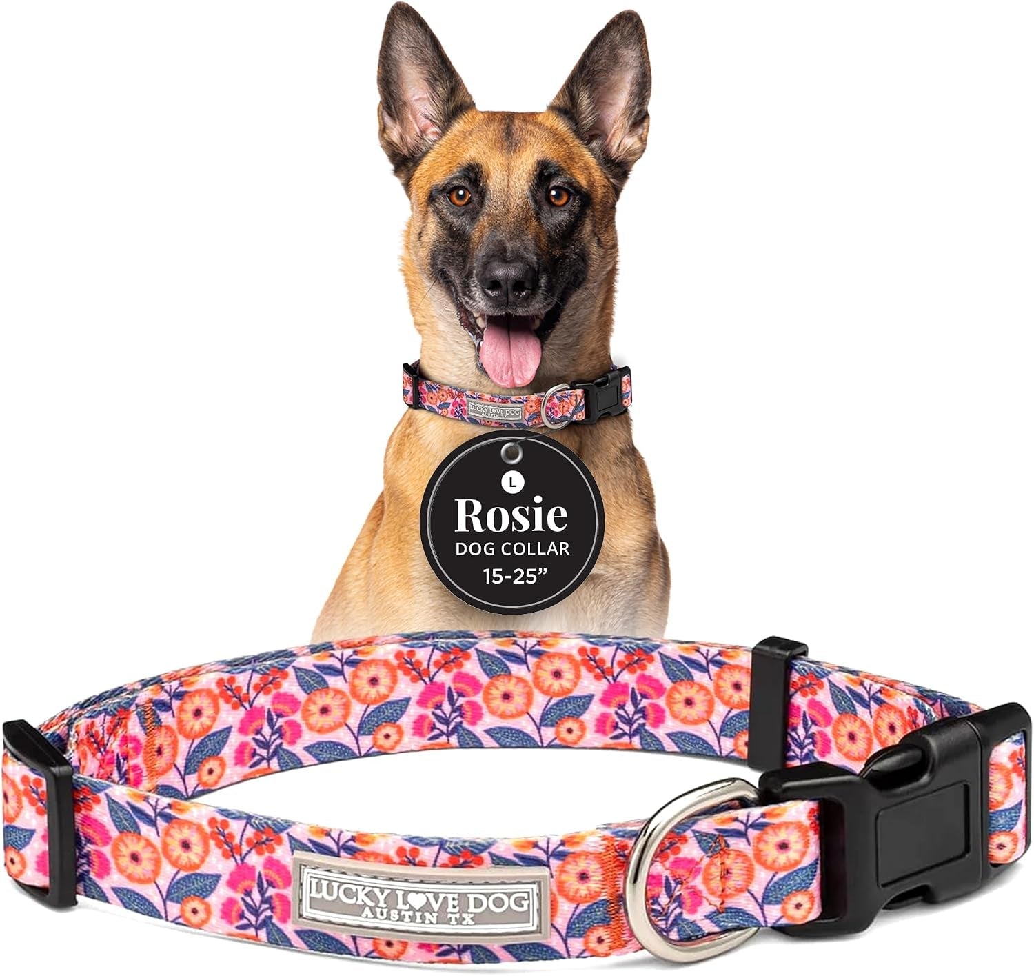 lucky-love-dog-easy-click-buckle-dog-collar-with-leash-set-combo-durable-comfortable-for-male-female-dogs-pet-collar-for-medium-dogs-secure-fit-blackbird-combo-medium