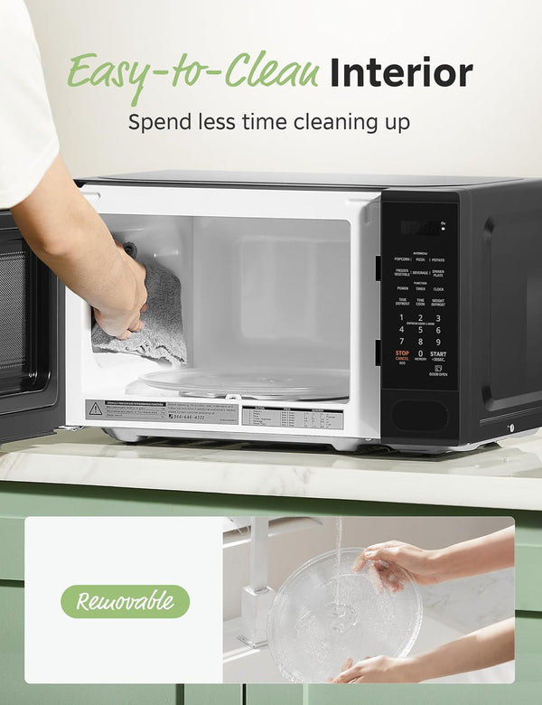 Countertop Microwave Oven 0.7 Cu.Ft, 700W, Black, Child Lock | 11 Power Levels, Multi-Stage Cooking, Weight/Time Defrost, Memory Function, for Apartment, Dorm, Office6