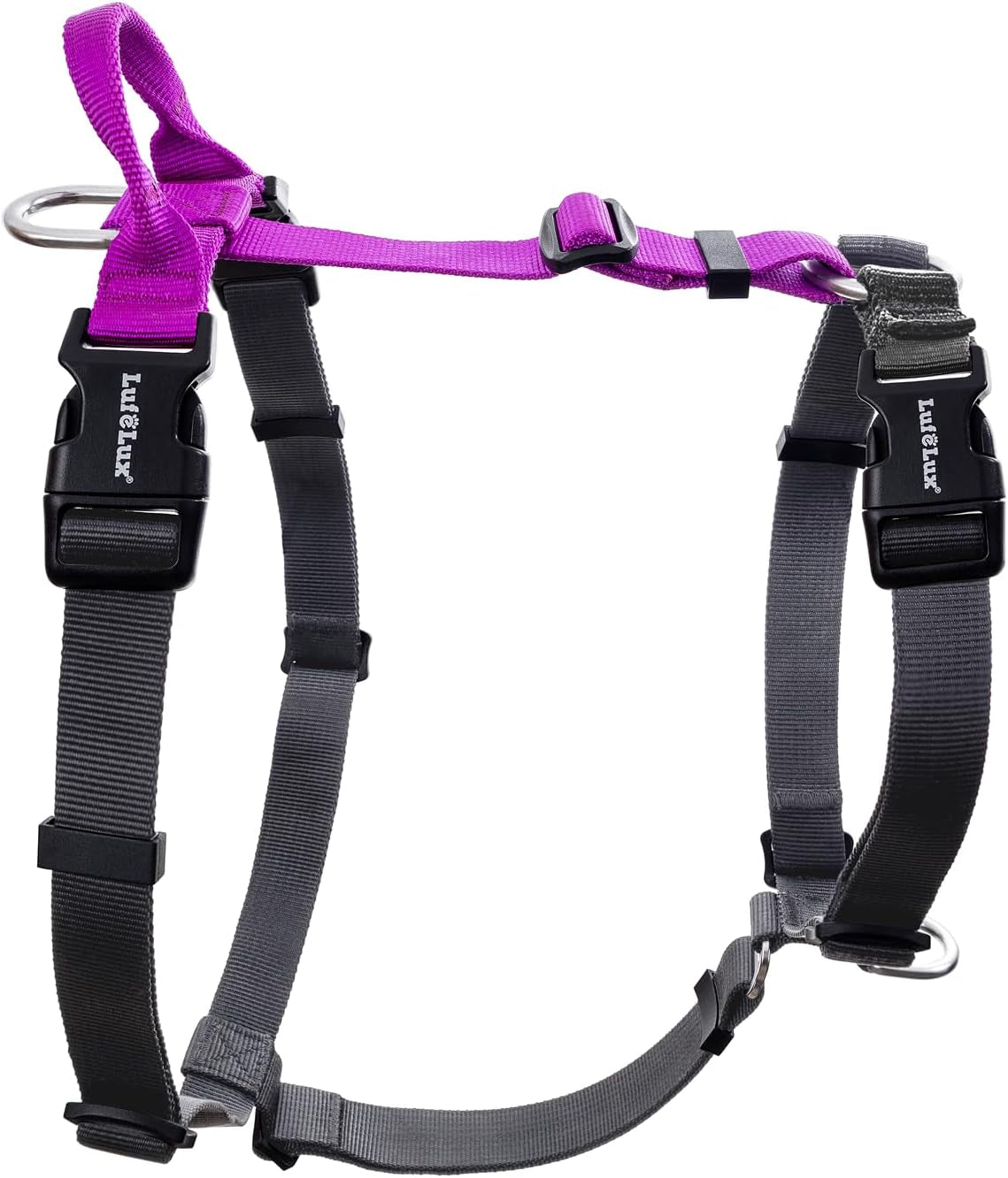 no-pull-dog-harness-small-purple-black-non-restrictive-neck-buckle-design-six-points-adjustment-lightweight-easy-walk-small-dogs-chest17-23inches
