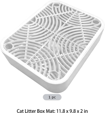 2 in Cat Litter Box Ramp with Filter, 11.8 X 9.8 In, Prevents Litter Dispersion, Cleans Paws, White3