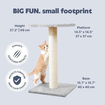 TRIXIE Espejo Cat Scratching Post 27.2 Inch - Cat Scratcher with Soft Fabric Covering Base and Durable Sisal Rope - with Resting Platform - Gray4