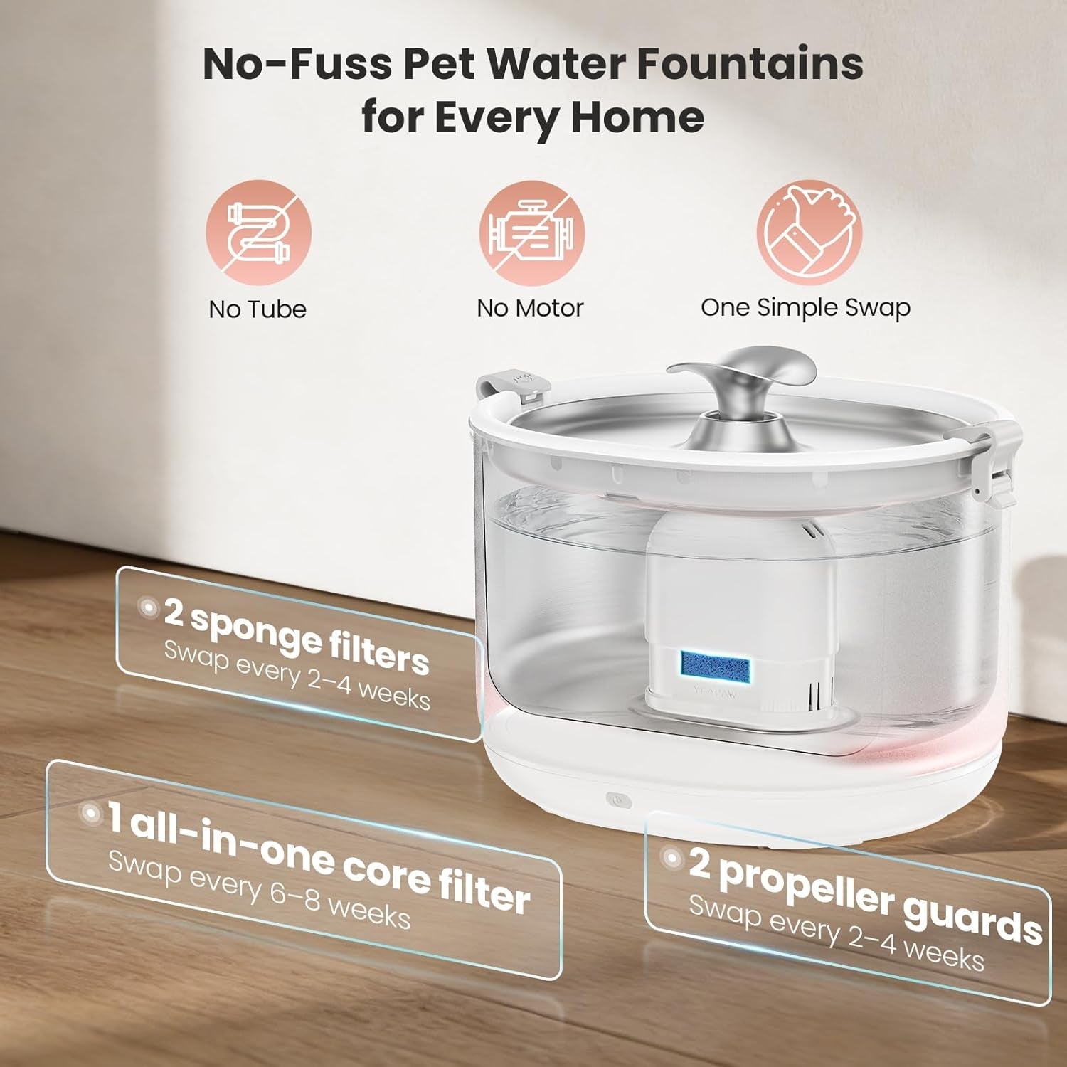 cat-water-fountain-pumpless-stainless-steel-buckets-bowl-wireless-pet-water-fountain-2-5l-water-fountains-for-cats-indoor-dispenser-easy-to-clean-bpa-free-white