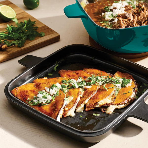 Cultura 2-In-1 Enameled Cast Iron 6.5-Qt Dutch Oven and Griddle | Oven Safe Pot with Reversible Lid Griddle and Trivet - Great for Braising, Roasting and Bread Baking - Teal Green11
