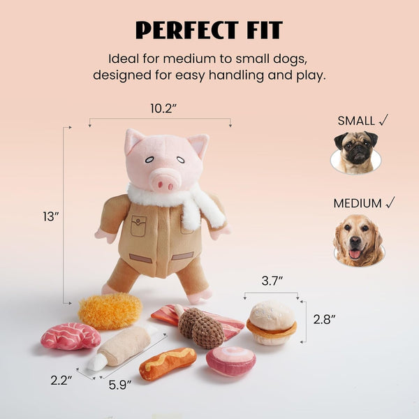 Nocciola Stuffed Pig Dog Toys: Hide and Seek Funny Squeaky Crinkle Plush Dog Chew Toys for Small Medium Breed, Cognitive Training Pet Enrichment Gifts Supplies7