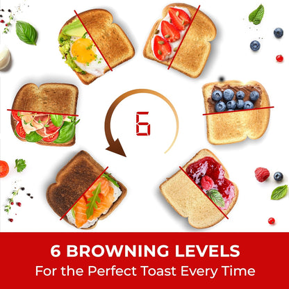 Mueller Ultratoast Stainless Steel Toaster 4 Slice – Extra-Wide 1.6" Slots | for Artisan Bread, Bagels & Frozen Waffles, 6 Browning Levels, LED Display, Cancel/Defrost/Reheat, Removable Crumb Tray5