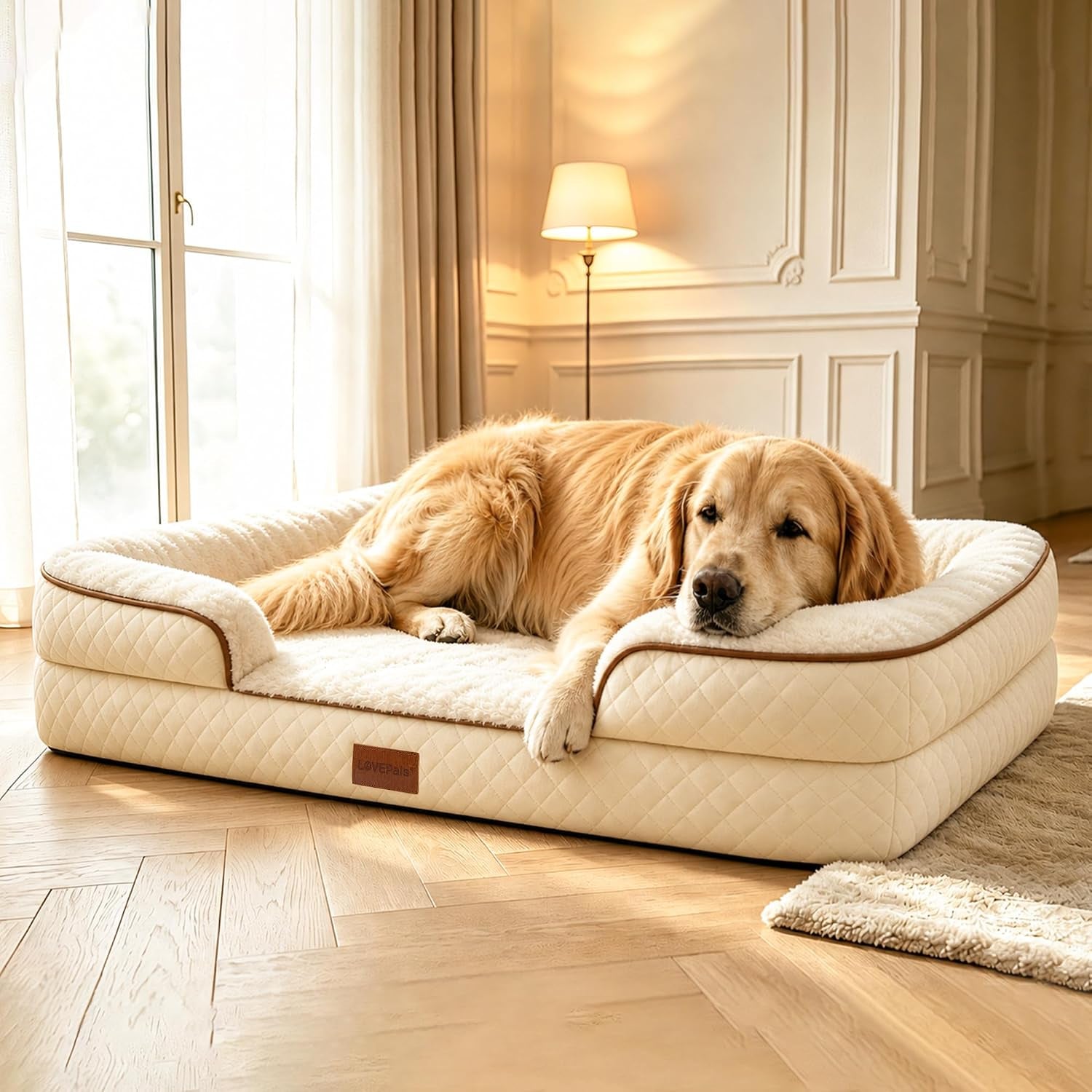 large-dog-sofa-bed-with-reusable-potty-pad-44-5-x-33-5-x-6-7-beige-dog-sofa-with-soft-plush-surface-raised-bolsters-removable-bolster-and-non-slip-bottom-for-large-dogs-xlarge