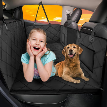 Back Seat Extender for Dogs-Large Space, Dog Car Seat Cover Hard Bottom Holds 420Lbs, Sturdy Backseat Extender for Dogs,Upgraded Waterproof Pet Car Bed Dog Hammock for Car, Suv,Truck, Black1