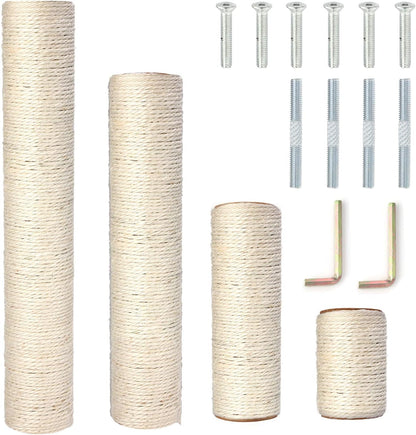 Powerking Natural Sisal Replacement Scratching Post, 15.7'' 2 Pieces M8 Cat Scratch Post Refill Pole Parts for Refurbishment, Include Screws (White)11