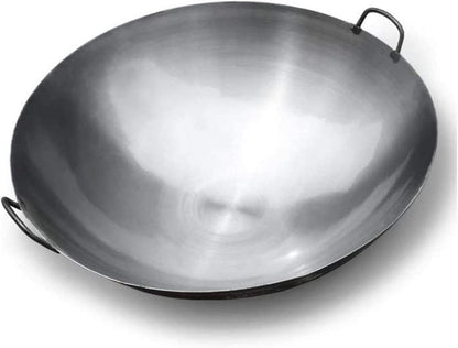 Cast Iron Wok with 2 Handled,Woks and Stir Fry Pans - Chinese Hammered Wok round Bottom Pow Wok - Traditional Chinese Japanese Woks (Size : 38Cm/14.9In)1