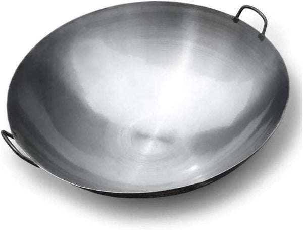Cast Iron Wok with 2 Handled,Woks and Stir Fry Pans - Chinese Hammered Wok round Bottom Pow Wok - Traditional Chinese Japanese Woks (Size : 38Cm/14.9In)1
