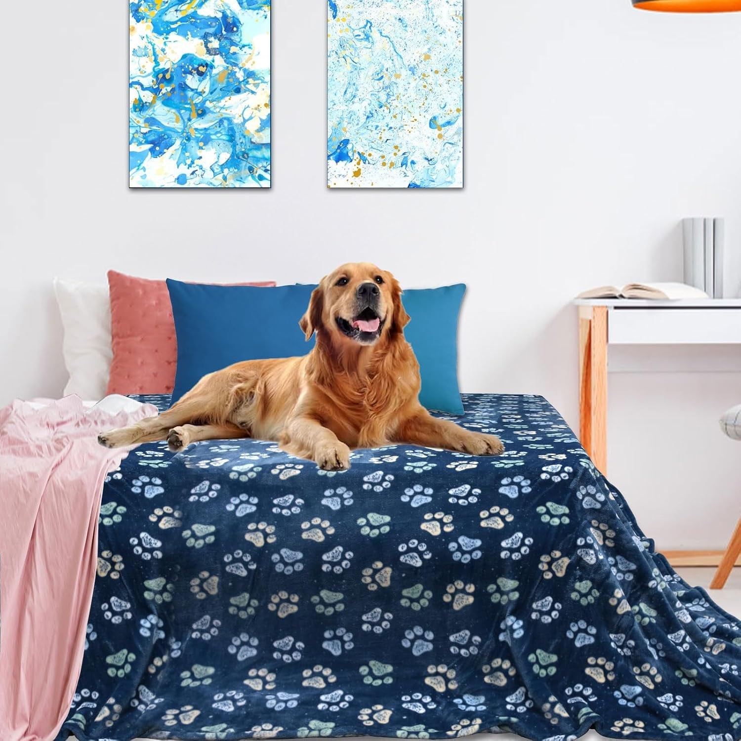 rezutan-blanket-for-large-dogs-cat-flannel-washable-soft-pet-mat-throw-cover-for-kennels-beds-sofas-furniture-protection-cute-paw-pattern-black-50x40-inch