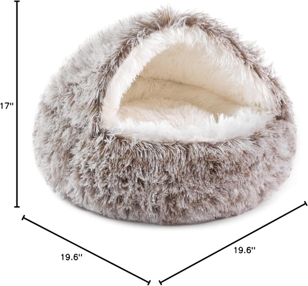 NOYAL round Hooded Donut Dog Bed for Small & Medium Pets - Plush Fluffy Anti-Anxiety Cat Cave Bed with Cover6