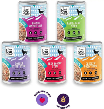 I and Love and You Wet Dog Food - Baad Mooon on the Rise Variety Pack - Beef + Lamb, Grain Free, Filler Free 13Oz Can, 6Pk9