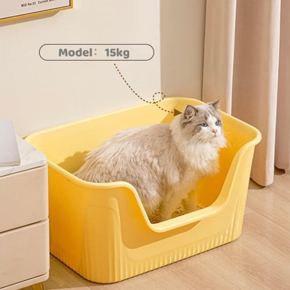 Extra Large Litter Box with High Sides 25.27" Lx17.83 Wx13.11 H,Anti-Splashing,Tool-Free Assembly,Multi Kitty Cat Litter Box,Jumbo (Yellow)5