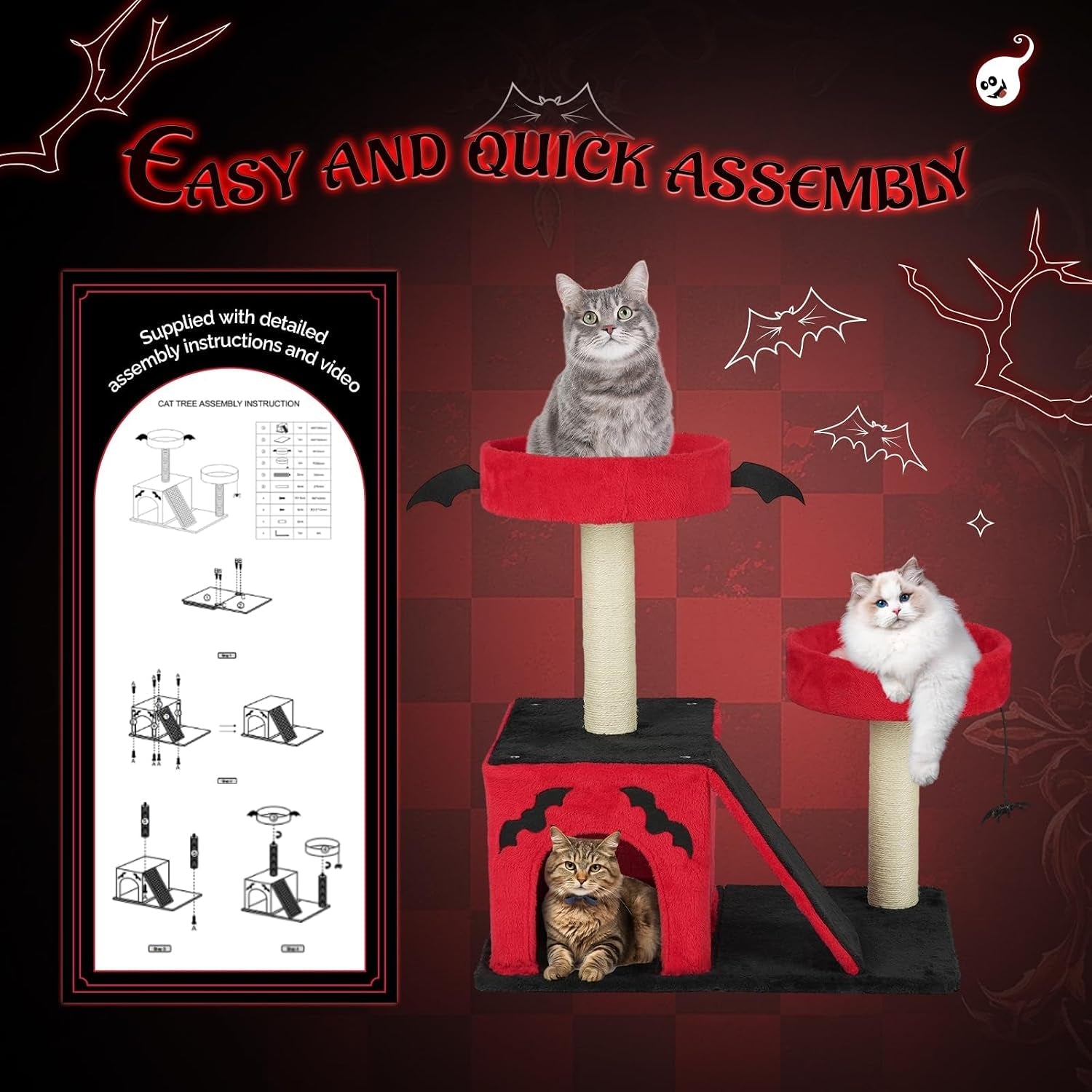 vingli-27-6in-gothic-cat-tree-with-spacious-cat-condo-2-padded-perches-red-black-cat-tower-with-scratching-ladder-sisal-posts-spider-toy-for-large-cats