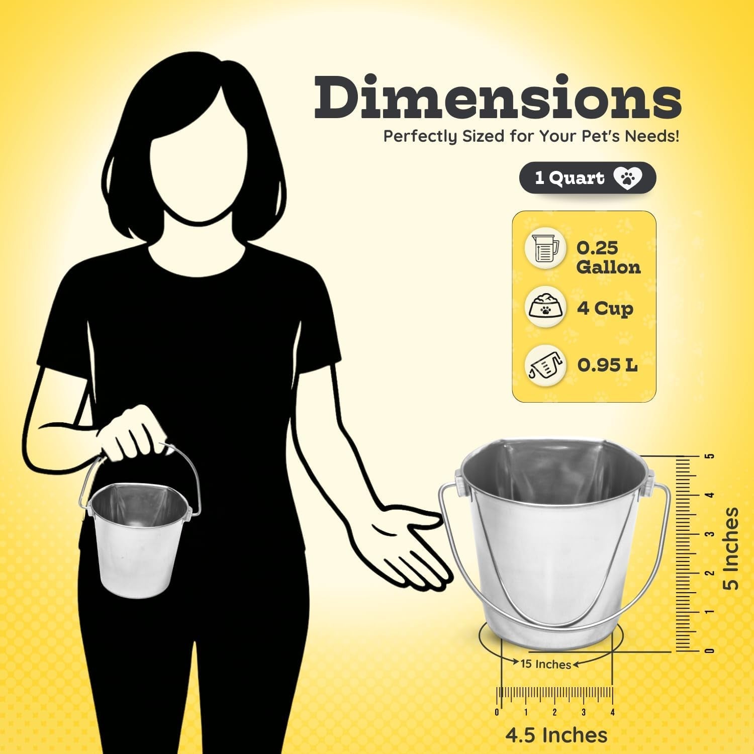 stainless-steel-flat-side-bucket-1-quart-0-25-gallon-heavy-duty-hanging-food-water-pail-for-dogs-cats-birds-kennel-cages-crates-durable-rustproof-multi-purpose-feeding-buckets