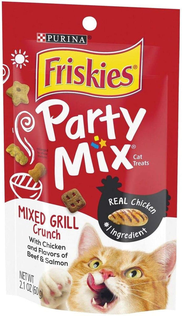 Friskies Party Mix Cat Treats Chicken Mixed Grill Crunch, Beef and Salmon, 2.1 Oz2