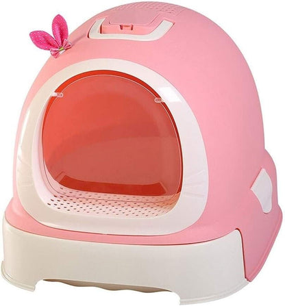 Dog Potty Training Toilet ﻿ Cat Litter Bowl Full Closed Drawer Food Toilet Large Sand Anti-Splashing Pot Pull Deodorant(Pink)1