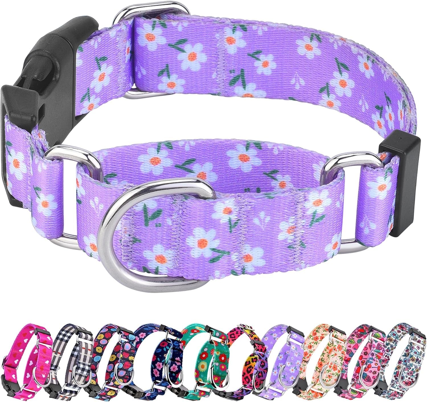 hikiko-martingale-collar-for-dogs-adjustable-soft-nylon-dog-collars-with-cute-patterns-for-small-medium-large-dog-pink-butterfly-medium