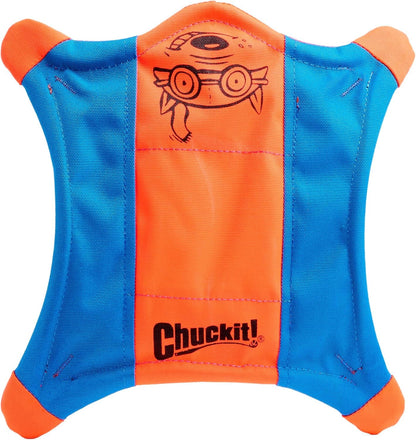 Chuckit! Flying Squirrel Fetch Dog Toy - Water Floating Flyer - Soft and Durable Polyester Canvas Construction - for Large Dogs - Size Large - 11-Inch Diameter - Pack of 1 - Orange and Blue1