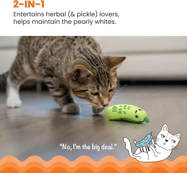 Catstages Crunchy Pickle Kicker Cat Toy – Plush Crinkle Toy with Catnip and Dental Mesh, 6.5"2